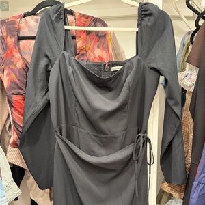 Abercrombie & Fitch Black Long-Sleeve Wrap Dress